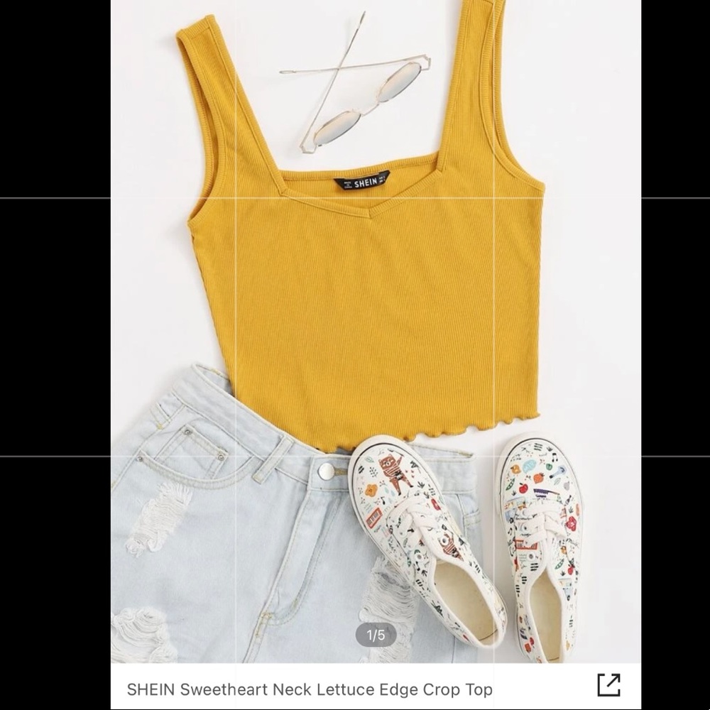 mustard yellow shein crop top